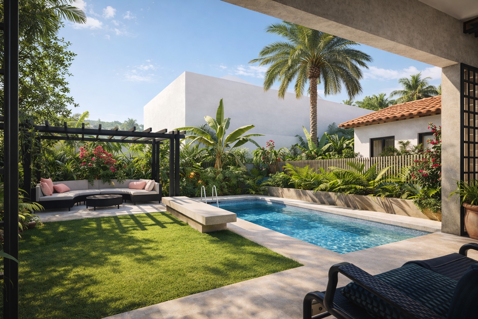 Proposed shaded garden and swimming pool at House Juliana