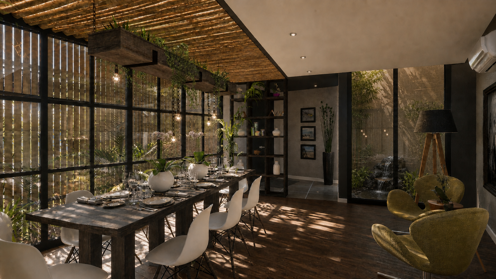 Private dining room overlooking the courtyard at The Six